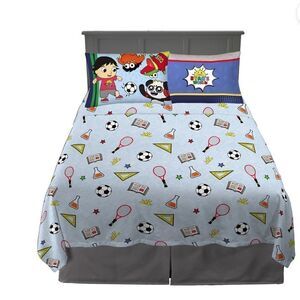 Ryan's World Kids Full Sheet Set, Blue and Gray 4 piece set